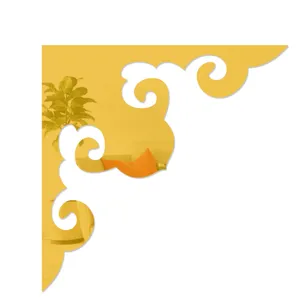 Acrylic corner wall sticker golden mirror decorative carving sticker for home furniture backdrop.