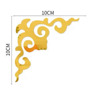 Gold acrylic corner sticker 10cm mirror decorative wall decal for home furniture and TV background