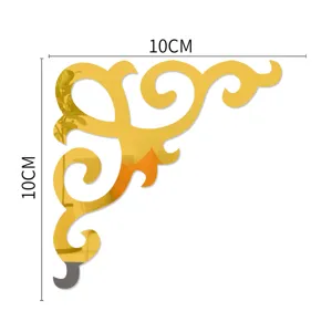 10cm golden acrylic corner sticker mirror wall decor for furniture and tv background