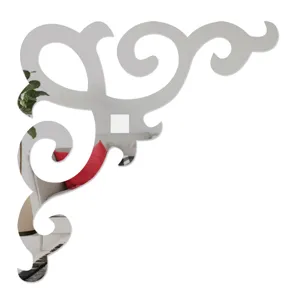 Close up view of acrylic mirror corner sticker, perfect detail for furniture and wall decor.