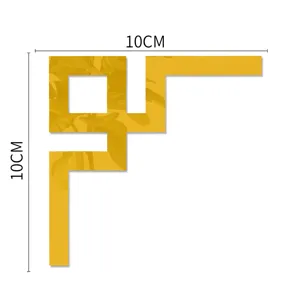 10cm gold acrylic corner sticker mirror wall decor for furniture and home background wall