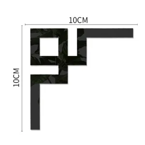 10cm acrylic corner wall sticker detail view, geometric mirror surface design for home decor.