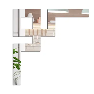 Acrylic mirror wall sticker geometric corner decor for home TV background living room