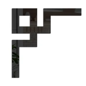 Acrylic mirror wall sticker detail view, geometric corner decor for modern home background.