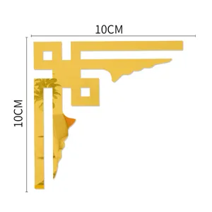 Gold acrylic corner wall sticker mirror decorative trim 10cm home decor for wall art