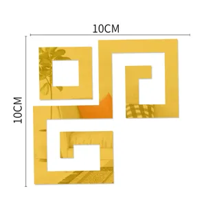 Gold acrylic mirror wall sticker geometric corner decor 10cm home TV background accent piece