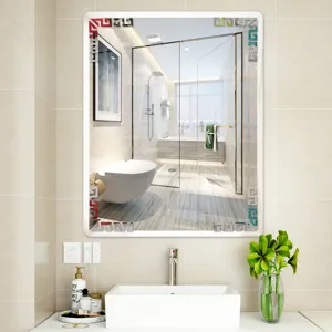 Acrylic corner decorative mirror sticker for home bathroom wall decor, elegant design.