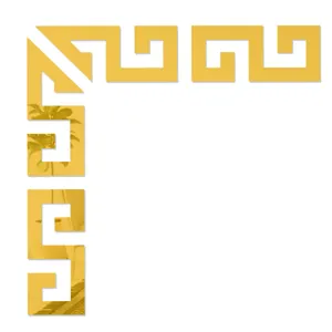 Gold Acrylic Mirror Wall Sticker Corner Greek Key Decorative Home Background Wall 10cm