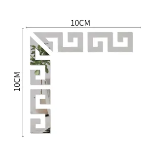 10cm Acrylic Mirror Wall Corner Sticker, Geometric Meander Decal for Home Decor