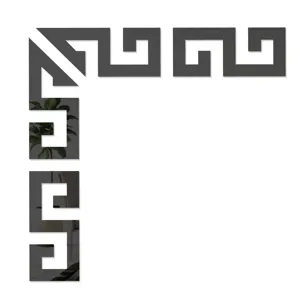 Acrylic mirror wall sticker corner decor greek key design for home living room furniture.