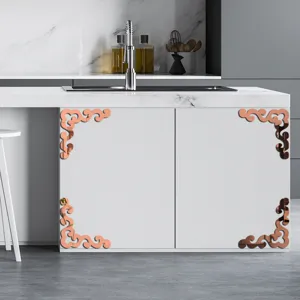 Acrylic corner mirror wall sticker for furniture cabinet home decor, elegant rose gold finish.