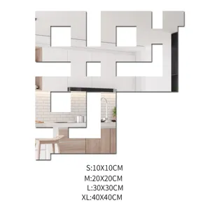 Acrylic mirror wall sticker, geometric diagonal decor sticker for room background, 4 sizes.