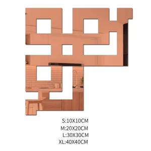 Acrylic mirror wall sticker rose gold geometric corner sticker home decor 4 sizes available