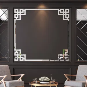 Acrylic mirror corner wall sticker, decorative geometric trim for home TV background wall.
