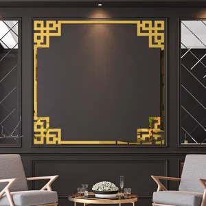 Acrylic mirror corner wall sticker gold geometric decorative sticker for TV background home decor