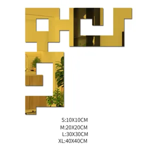 Acrylic mirror wall sticker golden geometric corner decor home background 4 sizes