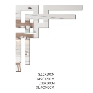 Acrylic mirror wall sticker corner decor geometric design reflective home wall art detail view