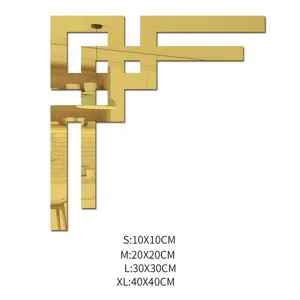 Acrylic mirror wall sticker geometric gold corner home decor living room TV background wall