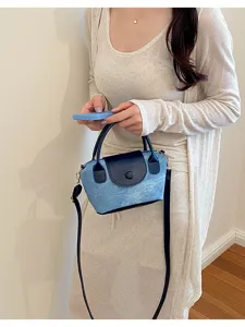Damen Jeans Handtasche lässige Umhängetasche stilvolle Trapez Tasche Alltag Pendeln neu