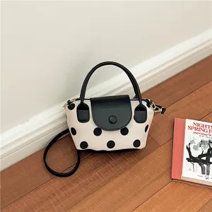Koreanischer Stil Schleife Gepunktete Handtasche Literatur Kleine Quadratische Tasche Trendige Dumpling Umhängetasche Damen Tasche