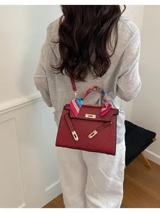 Bolso de hombro para mujer con patrón de avestruz estilo Kelly, bolso elegante para el trabajo.