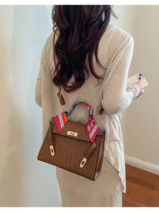 Bolso de mano Kelly textura avestruz para mujer elegante bolso bandolera diario
