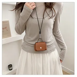 Mini bruine crossbody tas micro handtas minimalistische Koreaanse stijl chique accessoire detail