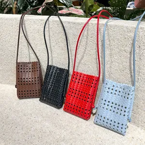 Sac bandoulière en cuir tressé pour femme mode été mini sac d'épaule fourre-tout décontracté