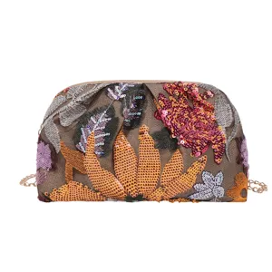 Elegante borsa da sera a tracolla con catena e paillettes ricamate pochette chic da festa