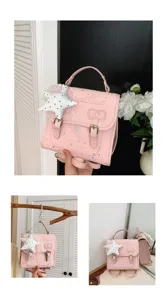 Zaino mini in pelle PU rosa cartella con motivo a stelle e grazioso ciondolo a stella.