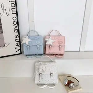 Zaino Mini da Donna con Stampa a Stelle Borsa Satchel Cambridge in Pelle PU Ciondolo a Stella Fiocco Moda Zaini per Viaggio Studenti