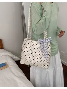 Bolso de hombro de lunares estilo coreano gran capacidad bolso casual elegante para mujer