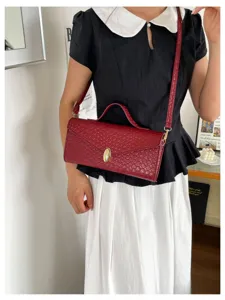 Koreanische Mode Damen Handtasche elegantes Webmuster Umhaengetasche Alltagstasche