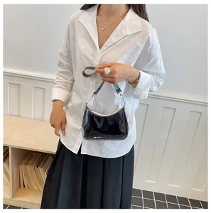 Transparente Schultertasche Unterarmtasche glänzende Mode Damen Handtasche Detail