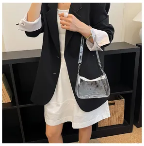 Transparente PVC Umhängetasche modische klare Handtasche lässige Schultertasche für Damen neu