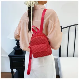 Casual small red plaid backpack, sweet fresh style double shoulder bag, ideal for daily use.