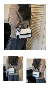 Sac bandoulière carré élégant en cuir PU avec rabat, sac rétro minimaliste pour femmes.