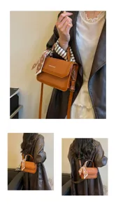 Sac à bandoulière élégant en cuir PU pour femme, petit sac rétro chic avec écharpe.