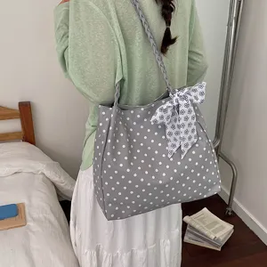 Bolso de hombro para mujer de lunares estilo coreano gran capacidad bolso tote