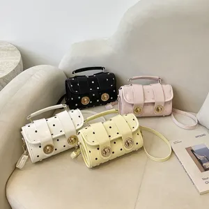 Women Polka Dot Shoulder Messenger Bag Cute Commuter Casual Handbag With Metal Lock