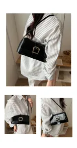 Black patent leather shoulder bag vintage chic square bag chic casual crossbody bag for women