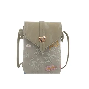 Borsa per cellulare ricamata transfrontaliera, stile tendenza nazionale, mini borsa a tracolla.