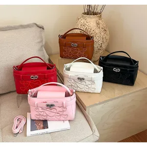Stylish embroidered heart handbag chic top handle shoulder bag for women multi-color