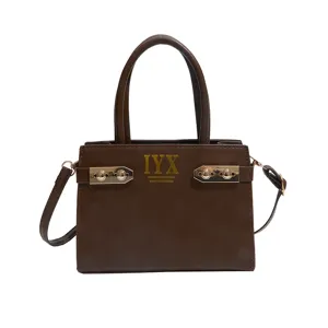 Brown leather handbag for women, stylish top handle shoulder bag and crossbody for daily use.