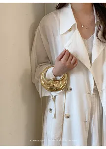 Gold metallic crescent chain mini bag stylish women crossbody handbag chic evening clutch
