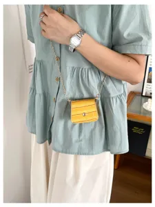 Mini gelbe Krokodilmuster Umhängetasche stylische Mode Schultertasche für Damen und Mädchen