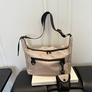 Trendy High Capacity Nylon Crossbody Bag With Small Pouch Casual Sports Shoulder Messenger Bag For College Students Women Men