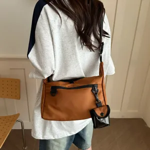 Casual large capacity shoulder crossbody bag fashionable versatile lightweight student bag