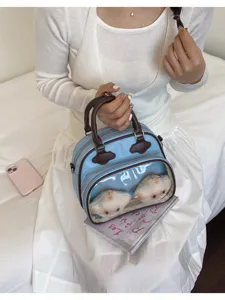 Joli sac ita transparent bleu clair sac à main bandoulière avec fenêtre pour poupées