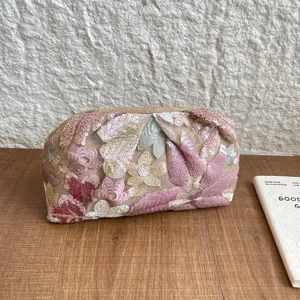 Γυναικείο Τσαντάκι Χειρός με Κέντημα Λουλουδιών και Πούλιες Μόδα Τσάντα Κοχύλι Βραδινό Τσαντάκι Casual Καμβά Τσάντα Ώμου για Καλοκαιρινό Πάρτι